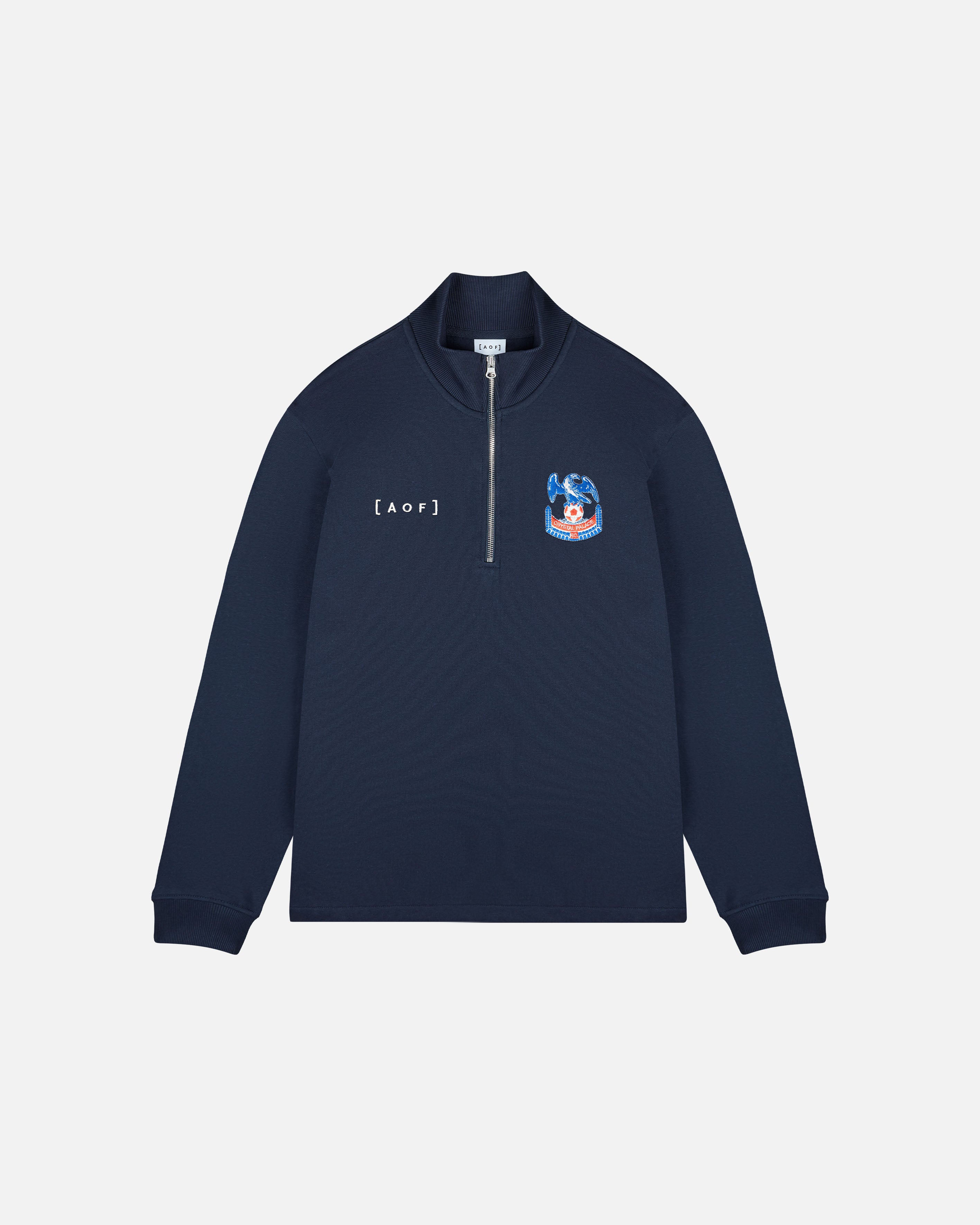 AOF x Crystal Palace 90s Quarter Zip Sweat | Navy Jersey | Shop Now