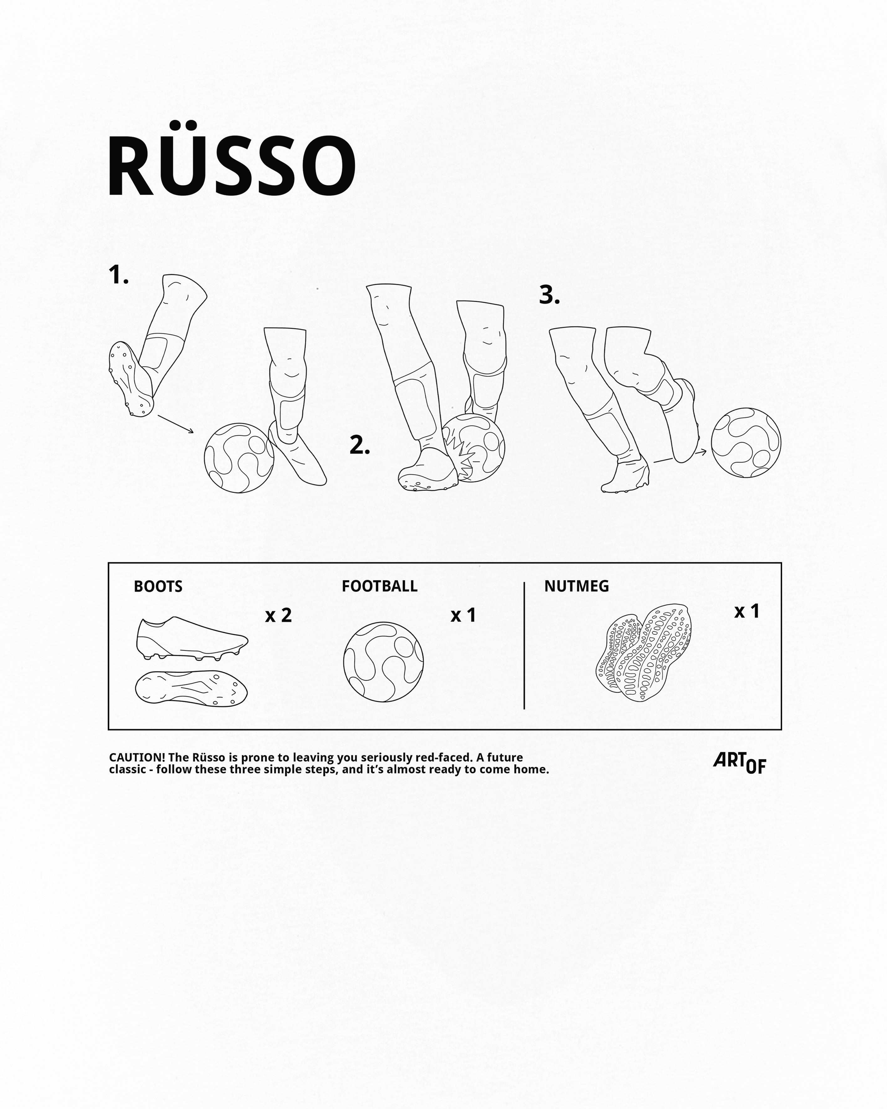 ART OF Rüsso Tee | White Graphic Football T-shirt