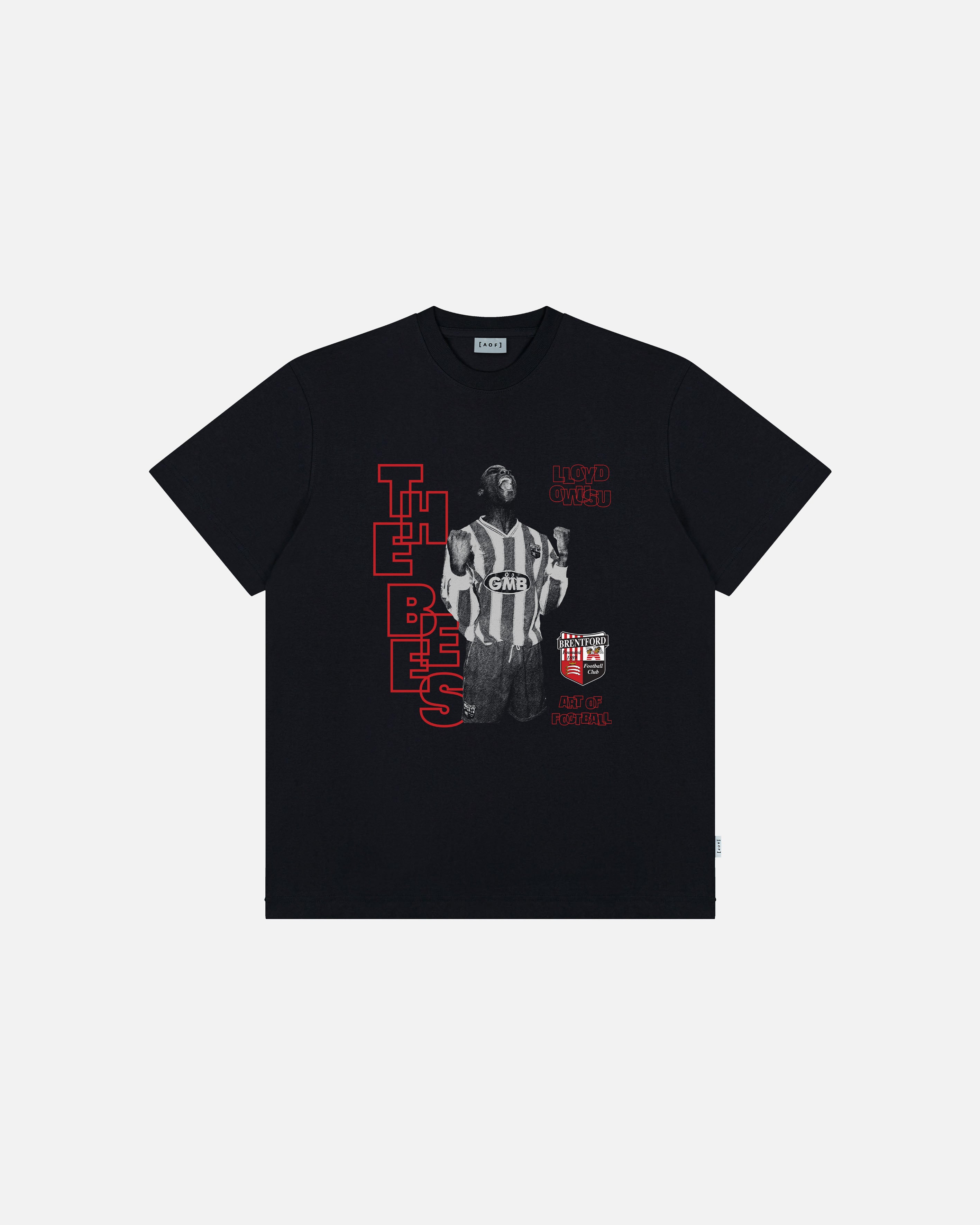 AOF x Brentford Owusu Tee | Black Graphic T-shirt | Art of Football