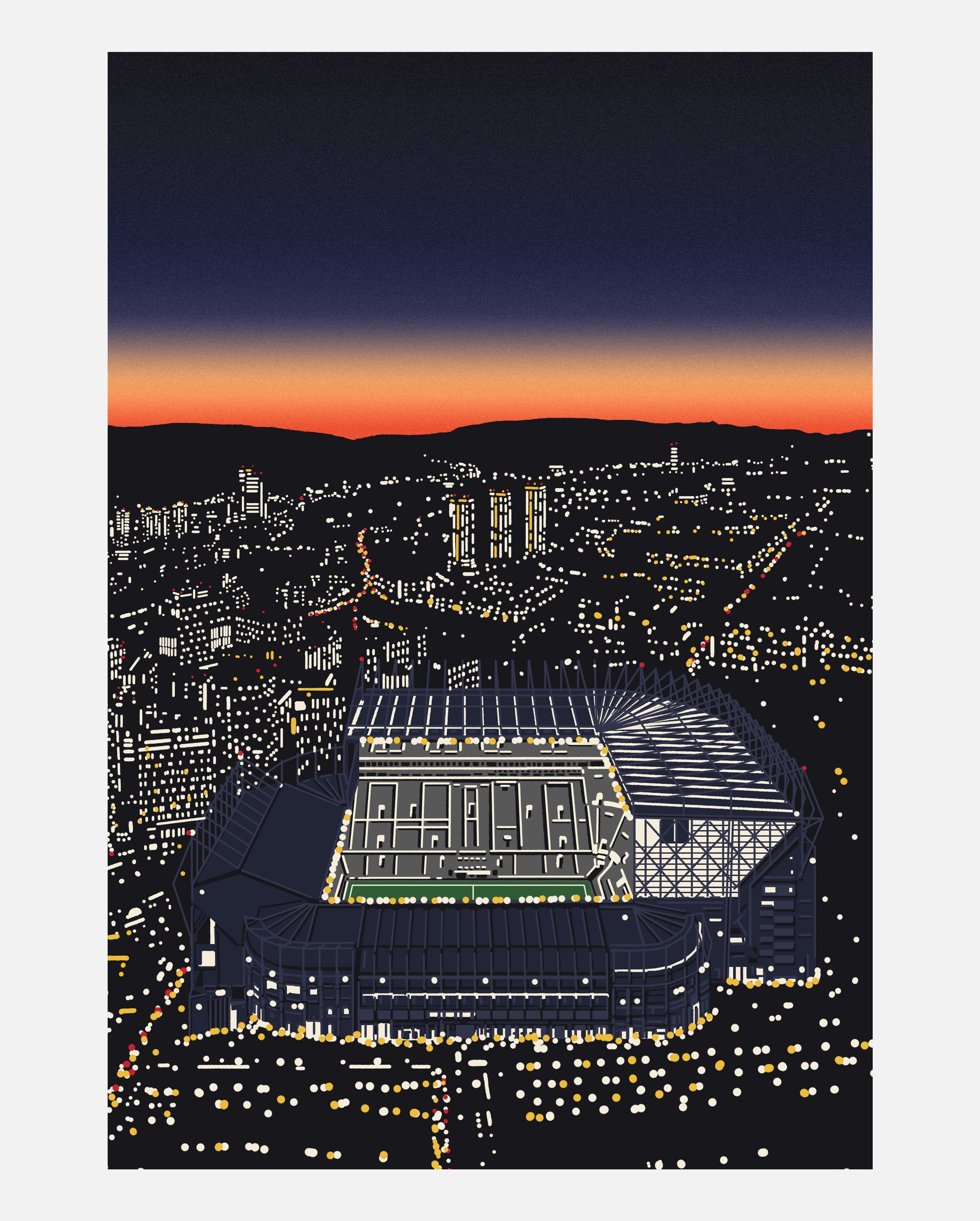 ART OF Toon Under The Lights Framed Print | Football Art