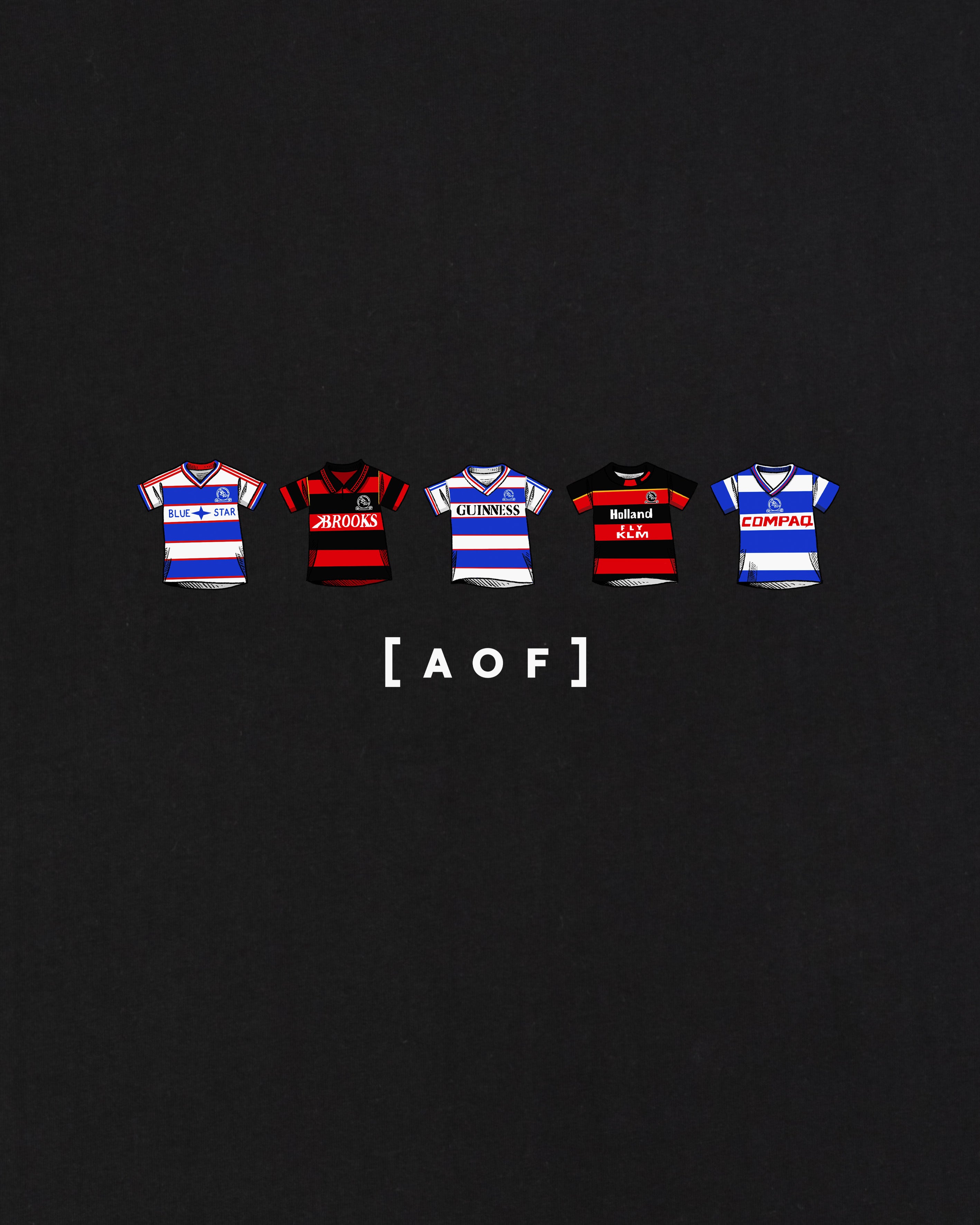 AOF QPR Printed Classics Tee | Black Graphic T-shirt | Art of Football